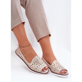 S.Barski Leder offene Ballerinas mit nackten Fingern S. Barski LR51-922 Beige 7