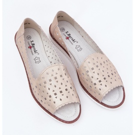 S.Barski Leder offene Ballerinas mit nackten Fingern S. Barski LR51-922 Beige 8
