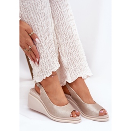 S.Barski Damen-Ledersandalen für Frauen am Keil S. Barski LR51-539 PLN golden 5