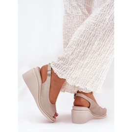 S.Barski Damen-Ledersandalen für Frauen am Keil S. Barski LR51-539 PLN golden 3