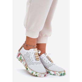 Damen -Lederschuhe für Artiker 56C1800 Weiß und Gold 1