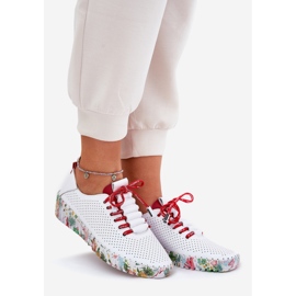 Lederschuhe auf der gemusterten Plattform Artiker 54C1567 Weiß und Rot 1