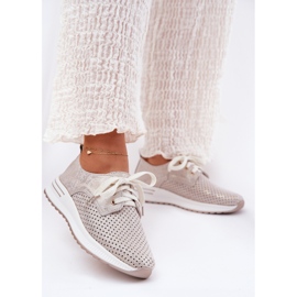 Frauenschuhe für Lederlicht auf der Artiker 56C2113 Beige-Gold-Plattform 2