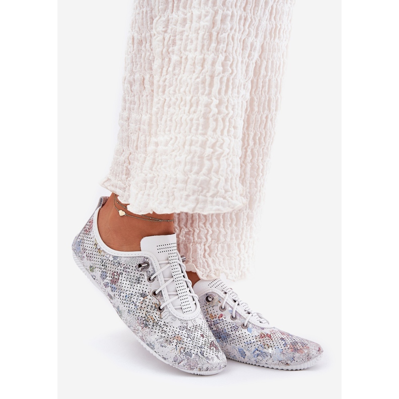 Frauenschuhe aus natürlicher aus Leder gemusterter Artiker 56C2688 Weiß 1