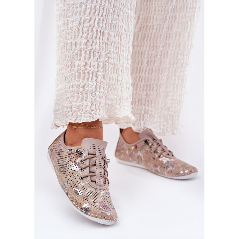 Frauenschuhe aus natürlicher aus Leder gemusterter Artiker 56C2689 Beige 2