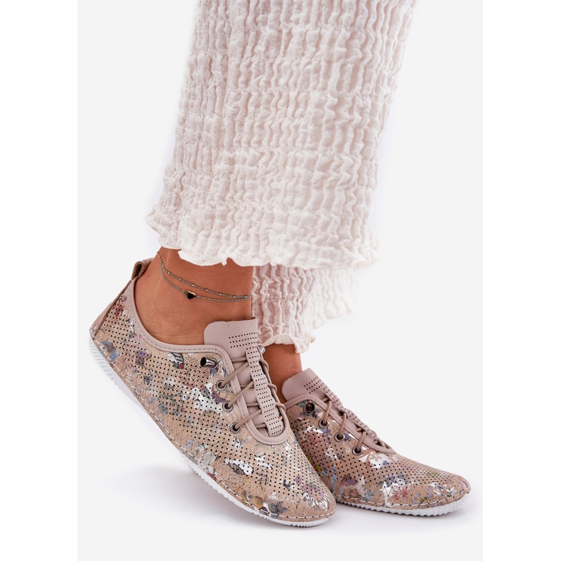 Frauenschuhe aus natürlicher aus Leder gemusterter Artiker 56C2689 Beige 1