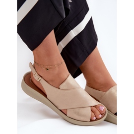 Jezzi Frauensandalen mit Öko -Leder golden 8