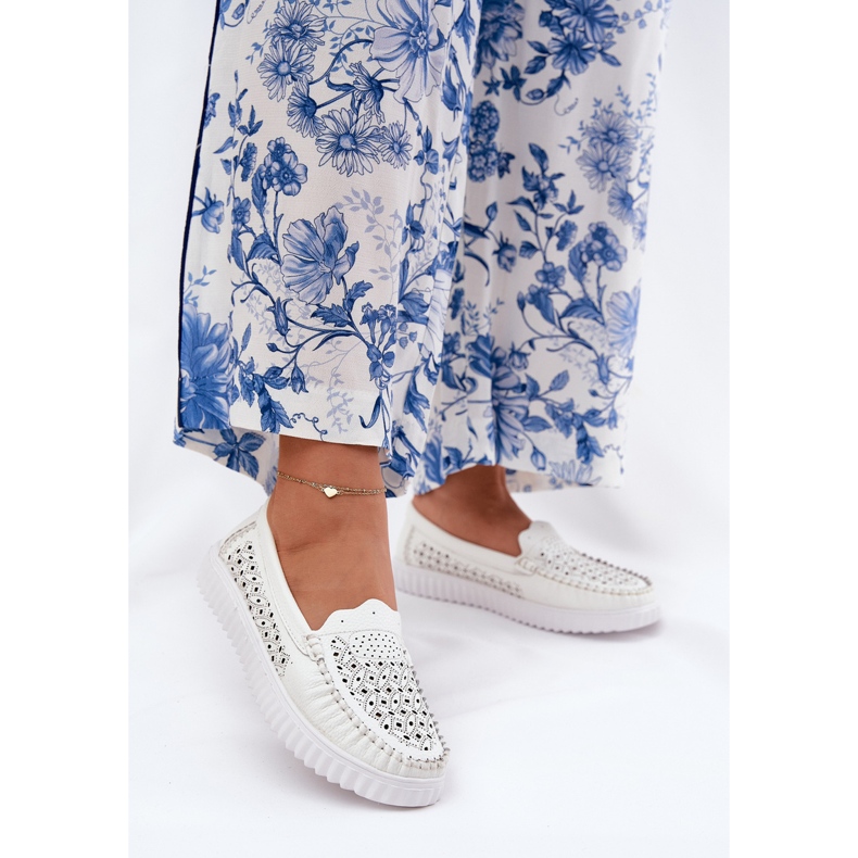 Vinceza Damenleder -Ladung mit offenem Muster Vincez 88028 Weiß 2