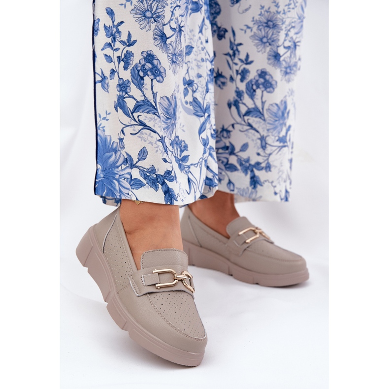 Vinceza Damenleder -Ladung mit einem goldenen Detail Vincez 88007 dunkler Beige 2