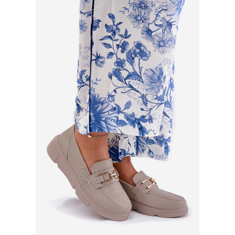 Vinceza Damenleder -Ladung mit einem goldenen Detail Vincez 88007 dunkler Beige 1