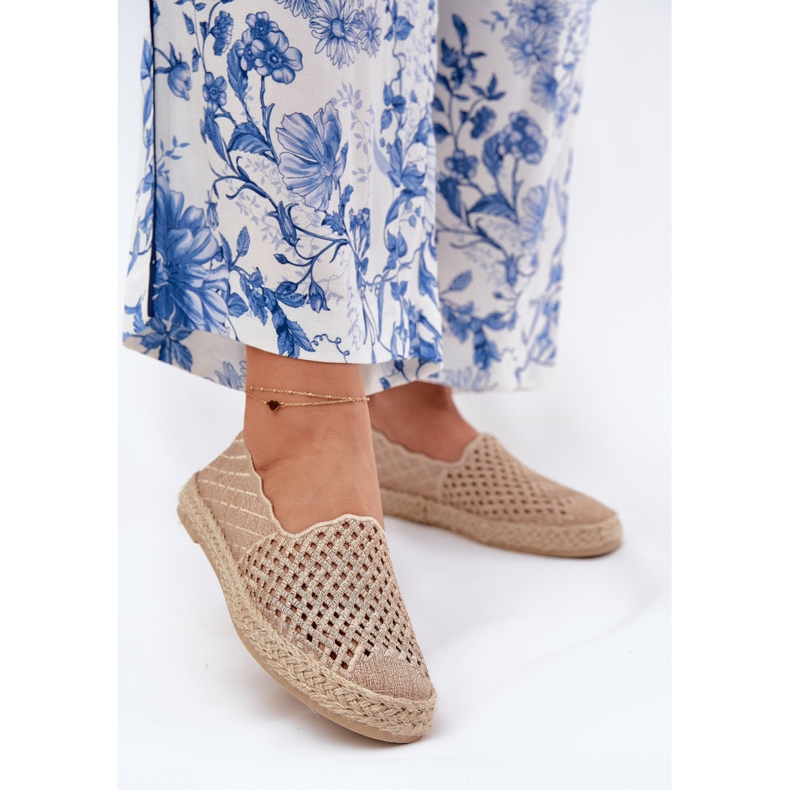 Frauen -Espadrilles mit Vinceza 13625 Beige Braid 2