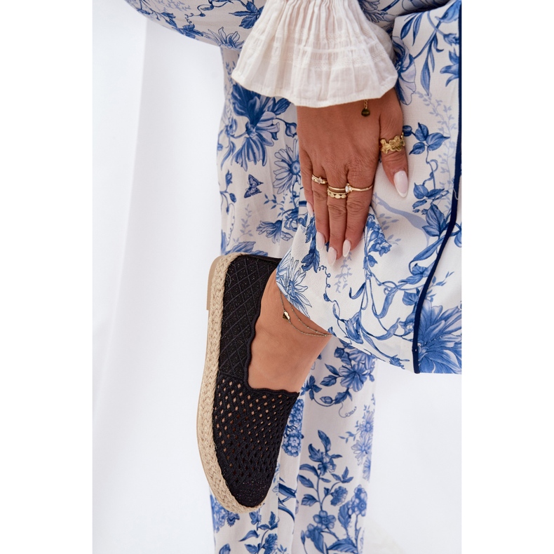 Frauen -Espadrilles mit Vinceza 13625 Black Geflecht schwarz 2