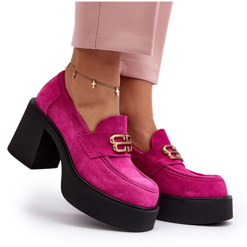Zazoo 20170 Damen-Wildlederschuhe mit hohem Absatz, Fuchsia rosa 5