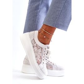 S.Barski Damen-Spitzen-Sneaker Sneakers auf der Plattform S. Barski Hy51-059 Weiß 3