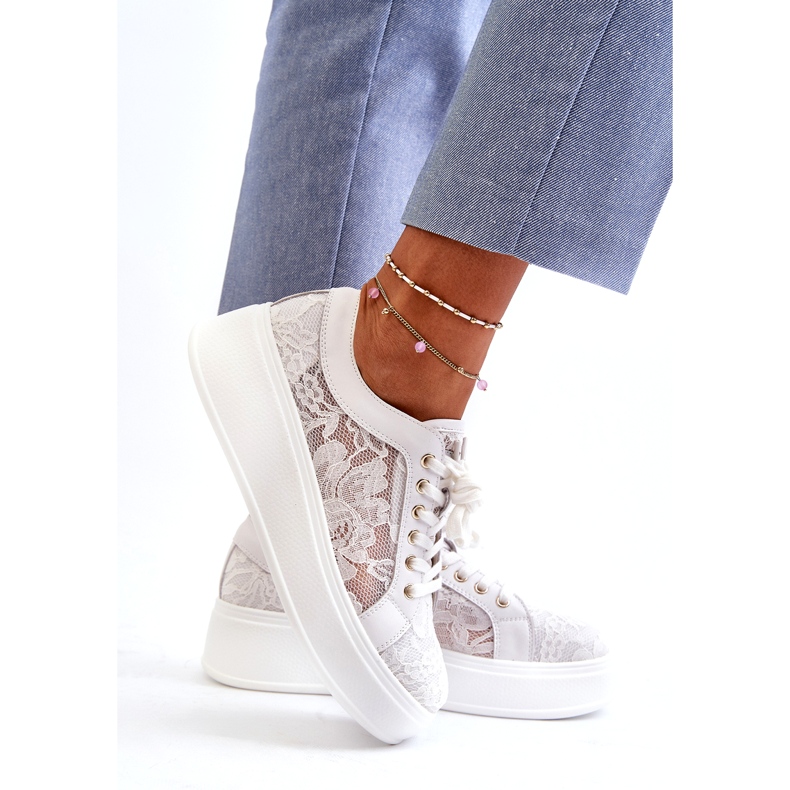 S.Barski Damen-Spitzen-Sneaker Sneakers auf der Plattform S. Barski Hy51-059 Weiß 3