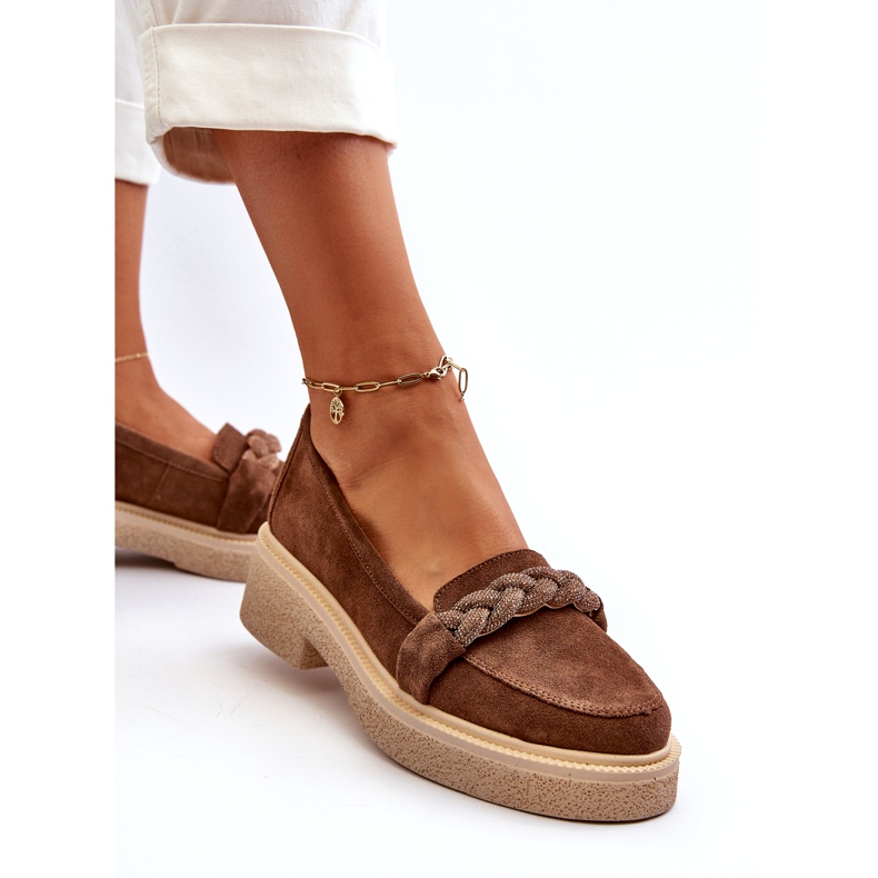 Zazoo 3429/W Wildleder-Mokassins für Damen mit Verzierung, Braun 2