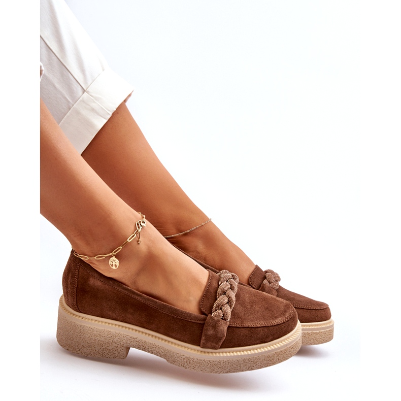 Zazoo 3429/W Wildleder-Mokassins für Damen mit Verzierung, Braun 4