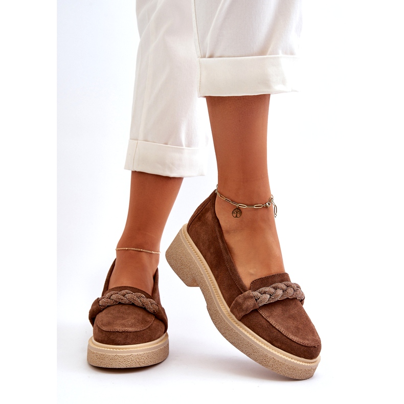 Zazoo 3429/W Wildleder-Mokassins für Damen mit Verzierung, Braun 3