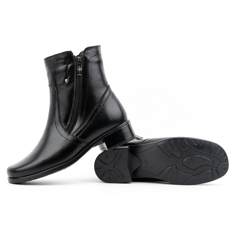 Olivier Isolierte Damenstiefel aus Leder mit zwei Reißverschlüssen 310BB, schwarz 3