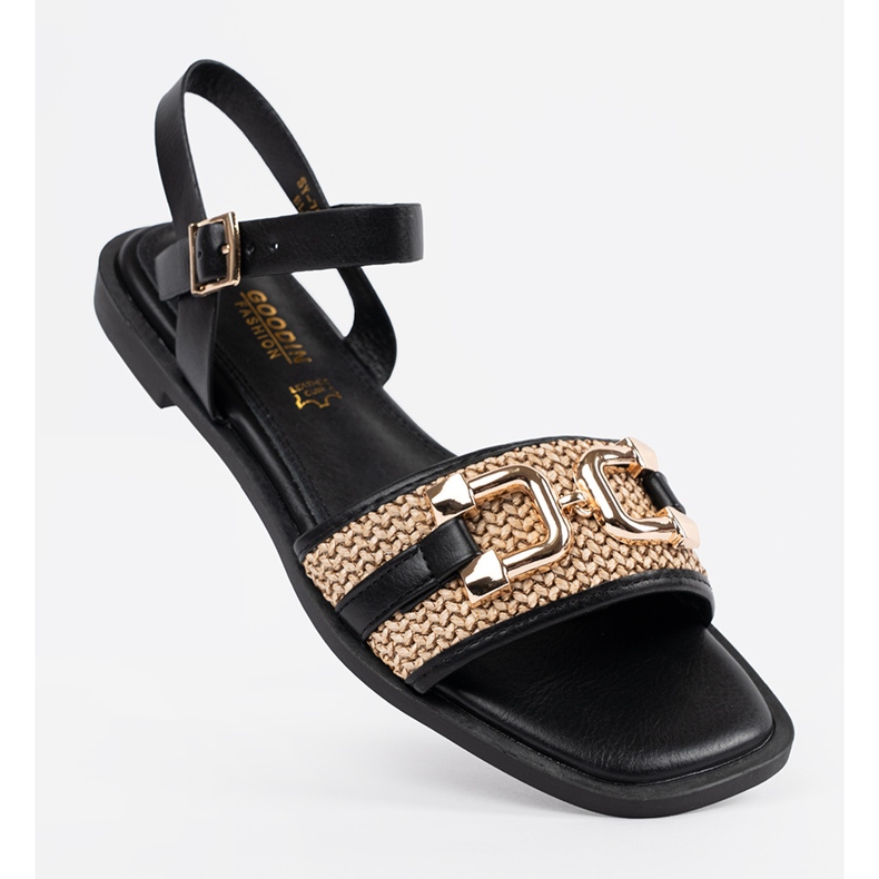 Goodin Schwarze Sandalen mit Lederinnensohle 1