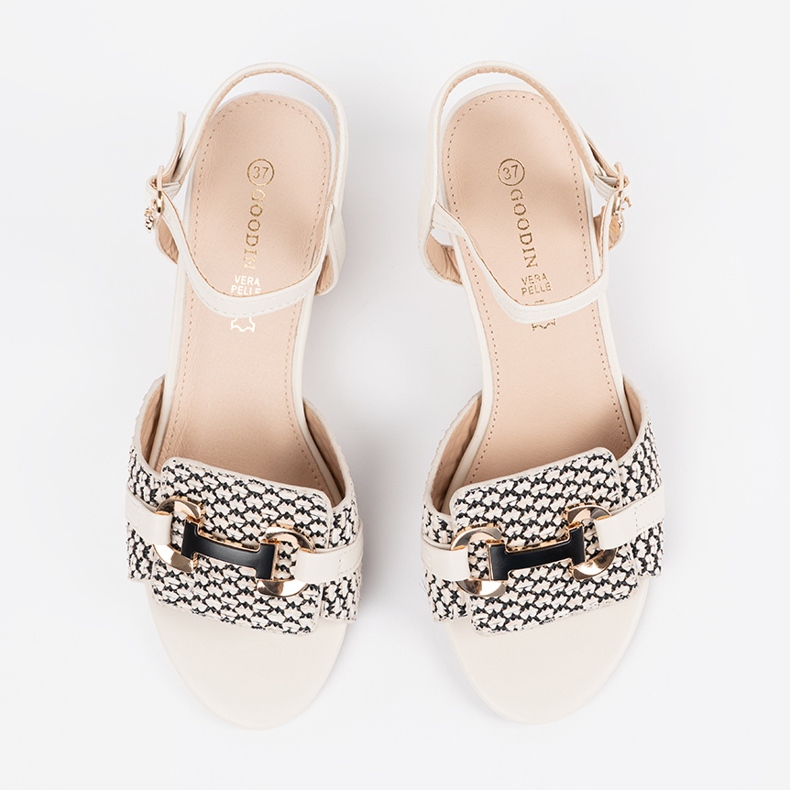 Goodin Weiße Frauensandalen auf dem mittleren Pfosten 2