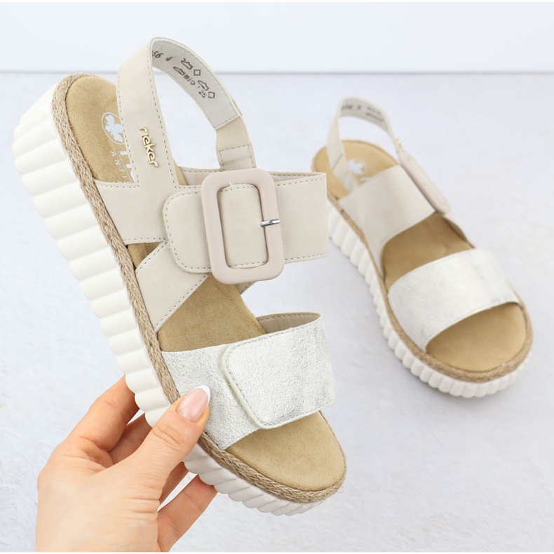 Frauensandalen für Beige Rieker 69260-60 1