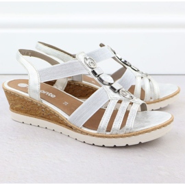 Frauensandalen für Keil mit Elastics Silver Remonte R6264-92 silber- 2