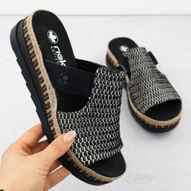 Leder-Frauen-Lederkeile schwarzer schwarzer Rieker V7953-00 1