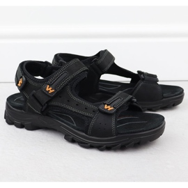Herrenledersandalen für Klettverschlüsse Vanhorn 28302 schwarz 1