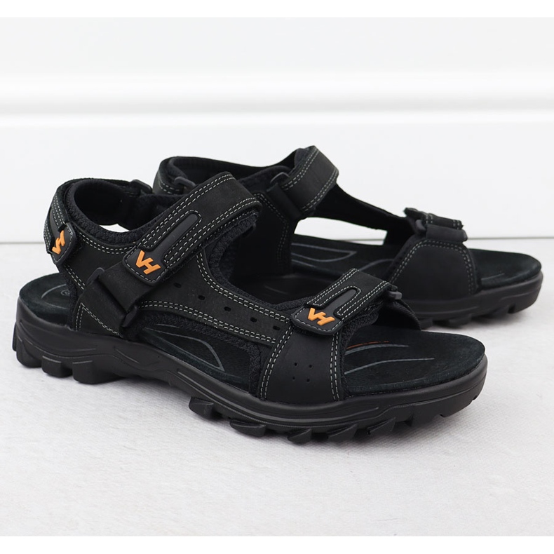 Herrenledersandalen für Klettverschlüsse Vanhorn 28302 schwarz 1
