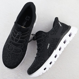 Frauen Sportschuhe im Leopardendruck Rieker M6066-01 schwarz 3