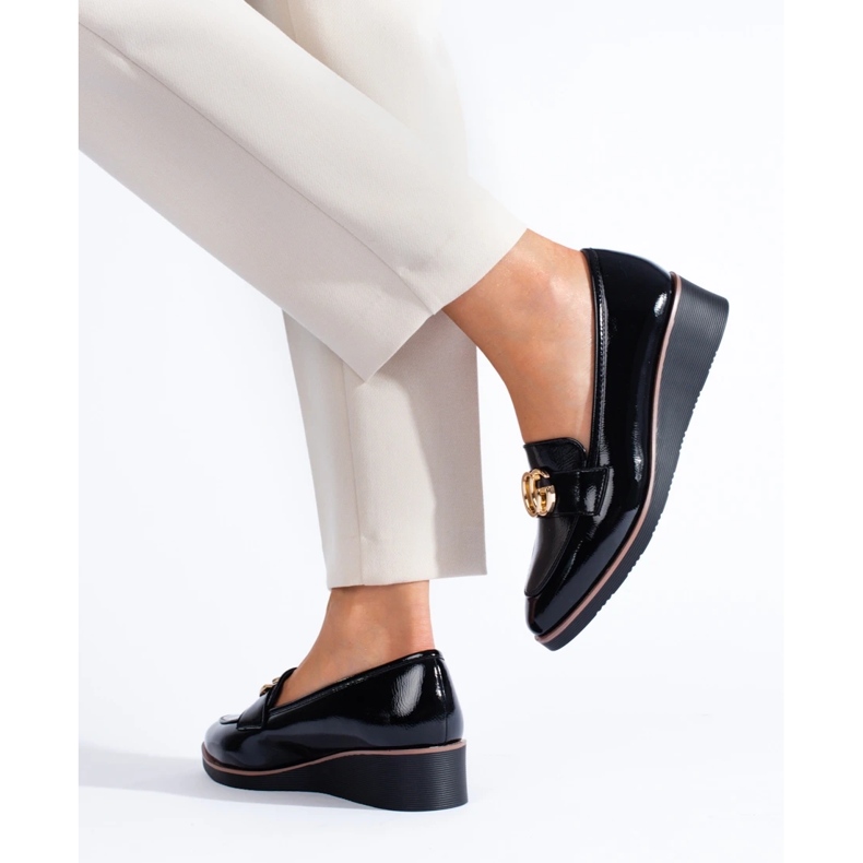 W. Potocki Potocki Damenherren mit schwarzen Wedges 2