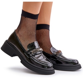 S.Barski Lackierte leichte Loaflers von Frauen mit Dekoration LZ42-030 Schwarz 5