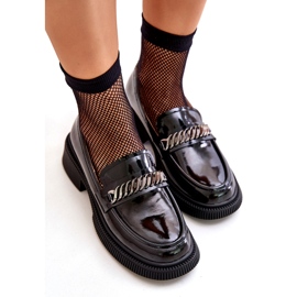 S.Barski Lackierte leichte Loaflers von Frauen mit Dekoration LZ42-030 Schwarz 3