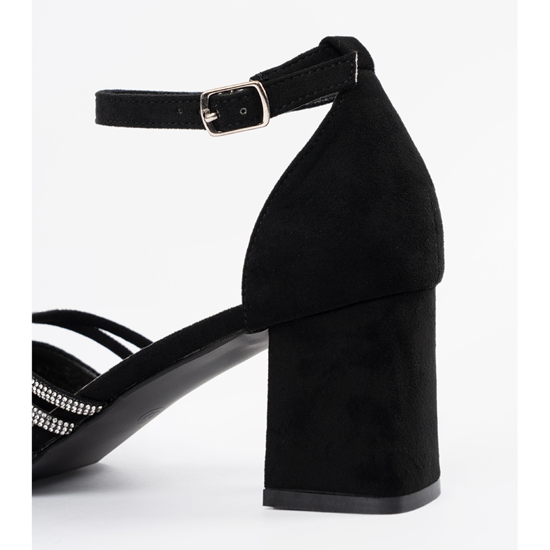 Goodin Schwarze Wildleder -Sandalen auf dem Pfosten 1