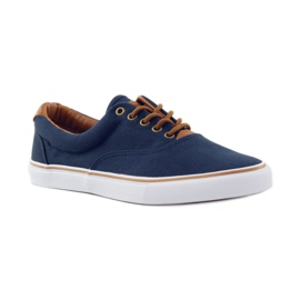 American Club Marineblaue Turnschuhe gebunden 18-65 braun 1