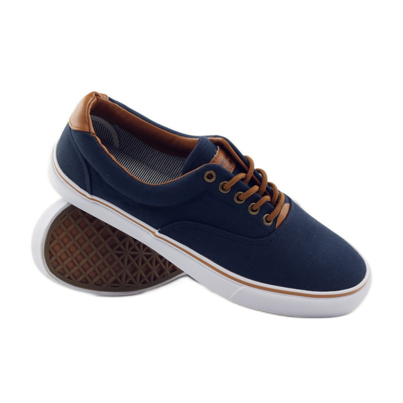 American Club Marineblaue Turnschuhe gebunden 18-65 braun navy blau 3