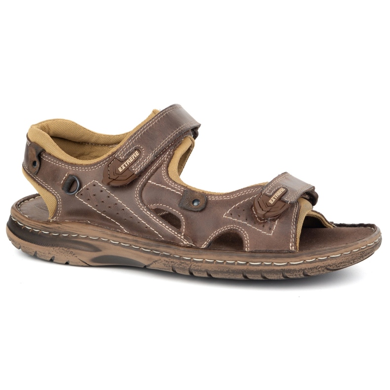 KOMODO Männer 552.000 Ledersandalen mit Klettverschluss - perfekt für den Sommer für aktive Männer braun 1