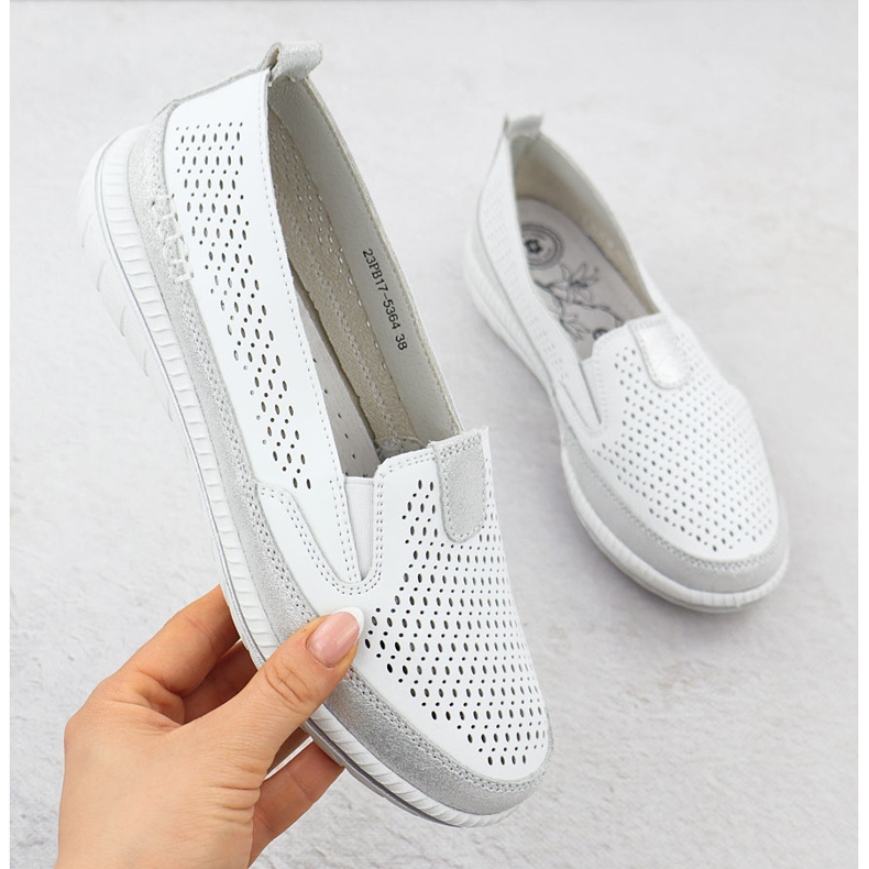 Evento Frauen offene Lederschuhe weiße Event 5634 1