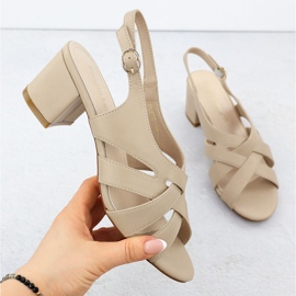 Frauen mit hohen Heels Sergio Leone SK889 Sandalen beige 1