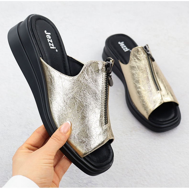 Damenflip Flops für metallische Metallic Jezzi ASA266-2 golden 1