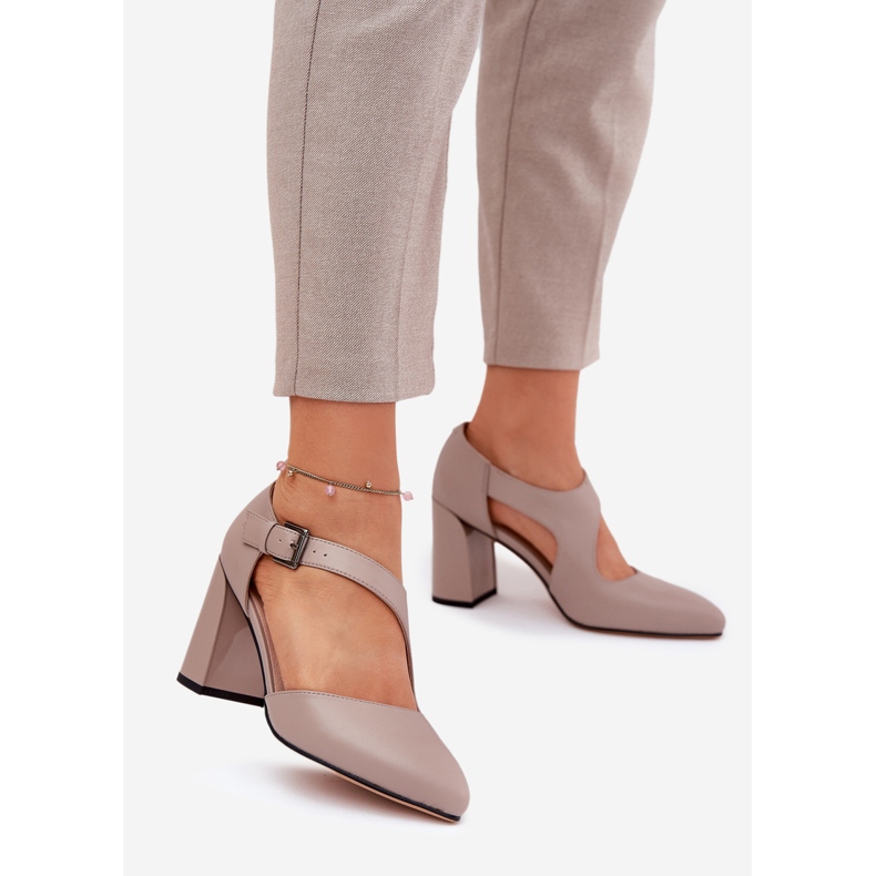 Lederpumpen auf der Säule mit Vinceza 91133 Graue Klemme 1