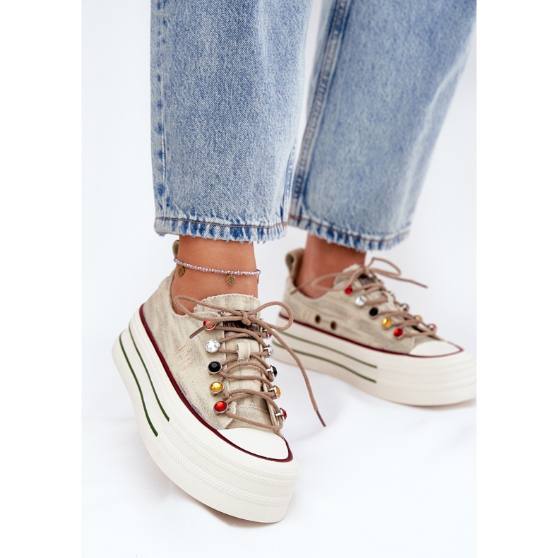 GOE Frauen -Sneaker auf der Plattform rr2N4105 Beige 2