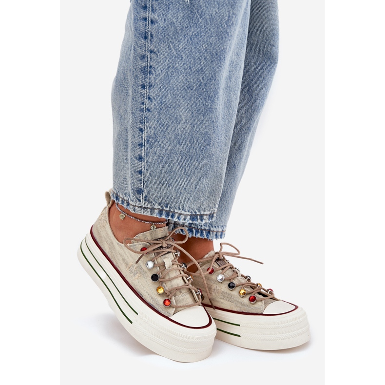 GOE Frauen -Sneaker auf der Plattform rr2N4105 Beige 1