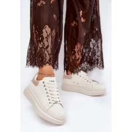 Damen -Leder -Sneaker für GOE RR2N4004 Plattform Beige 2