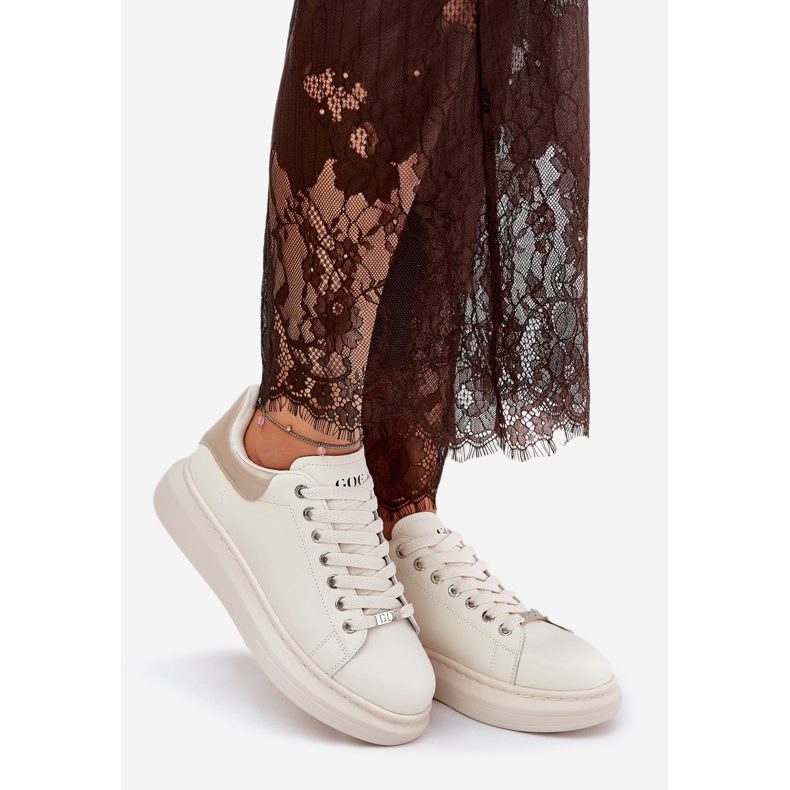 Damen -Leder -Sneaker für GOE RR2N4004 Plattform Beige 1