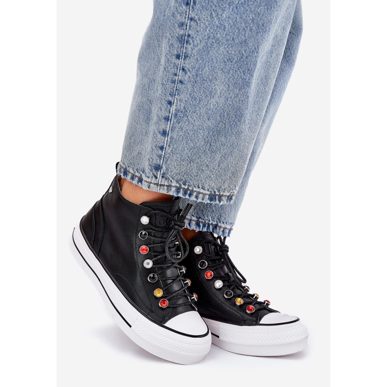 GOE RR2N4101 Frauen mit hohen Leder -Sneakers schwarz 1