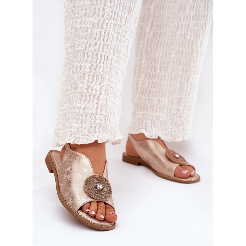 S.Barski Glänzende Frauen Sandalen Dekorative Details S. Barski Kv51-012 Pink Gold golden 2