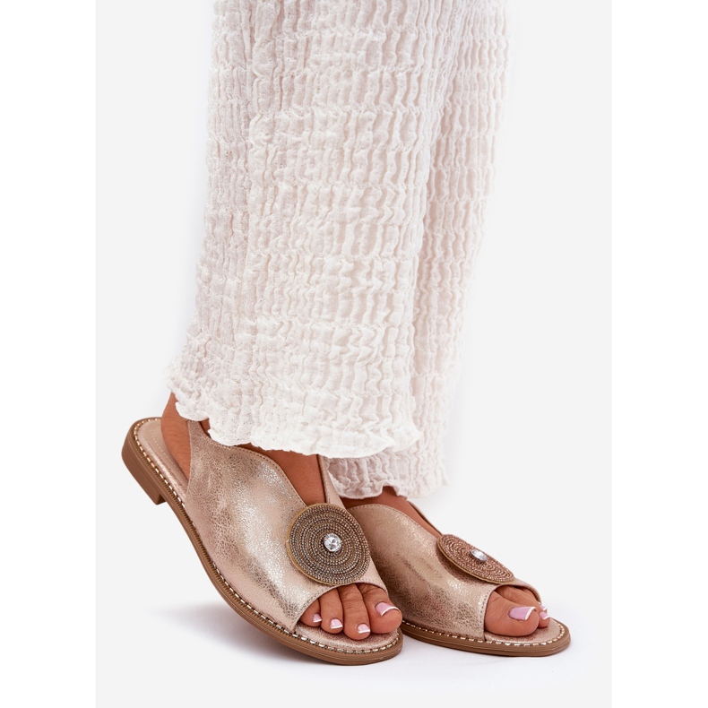 S.Barski Glänzende Frauen Sandalen Dekorative Details S. Barski Kv51-012 Pink Gold golden 1