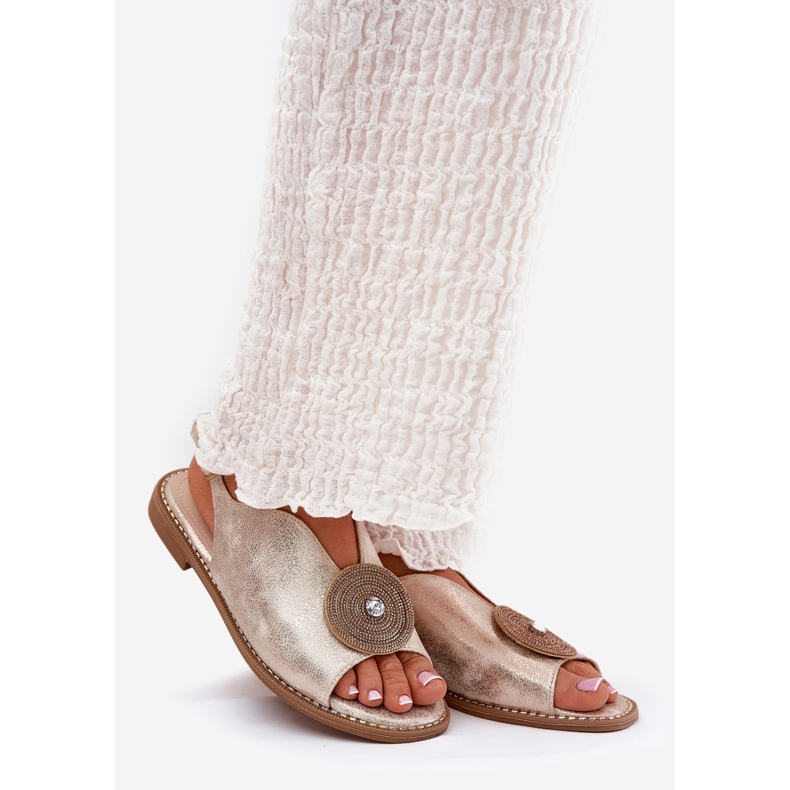 S.Barski Glänzende Frauen Sandalen Dekorative Details S. Barski Kv51-012 Zlotys golden 1